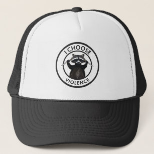 I Choose Violence Funny Racoon Trucker Hat
