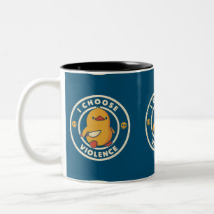 I Choose Violence Meme Duck Chick Chicken Gore Two-Tone Coffee Mug