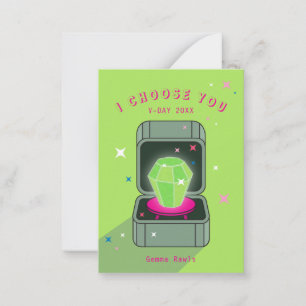 I Choose You Ring Pop Kids Valentine Card Green