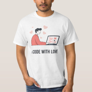 I Code With Love Web Developer Valentine Quote T-Shirt
