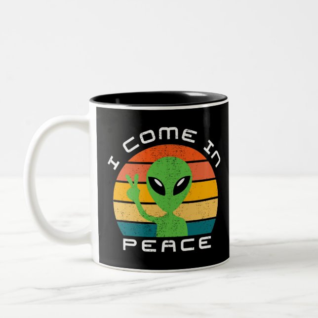 I Come In Peace  Alien  Space Two-Tone Coffee Mug (Left)