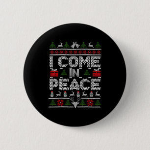 I Come In Peace Couple Matching Ugly Christmas Swe 6 Cm Round Badge