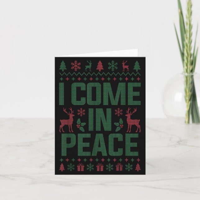 I Come In Peace Couple Matching Ugly Christmas Swe Card (Front)