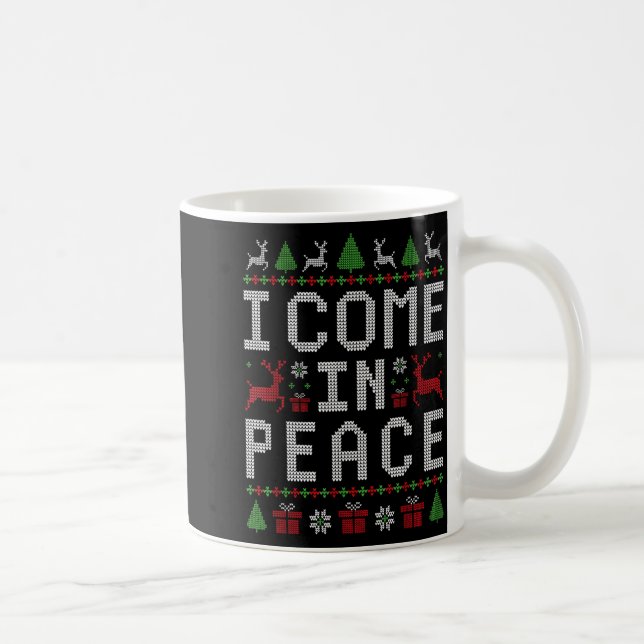 I Come In Peace Couple Matching Ugly Christmas Swe Coffee Mug (Right)