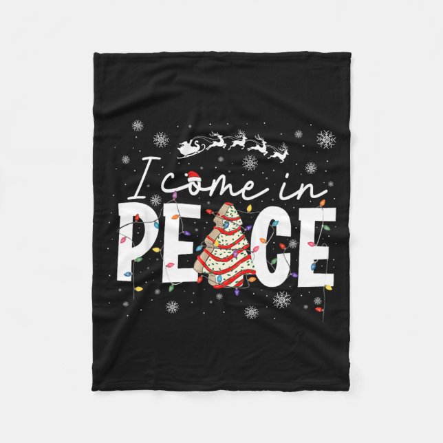 I Come In Peace Couple Matching Ugly Christmas Swe Fleece Blanket (Front)