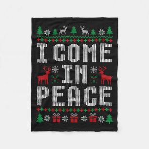 I Come In Peace Couple Matching Ugly Christmas Swe Fleece Blanket