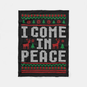 I Come In Peace Couple Matching Ugly Christmas Swe Fleece Blanket
