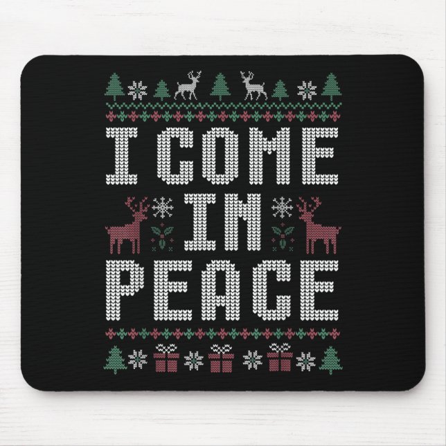 I Come In Peace Couple Matching Ugly Christmas Swe Mouse Mat (Front)