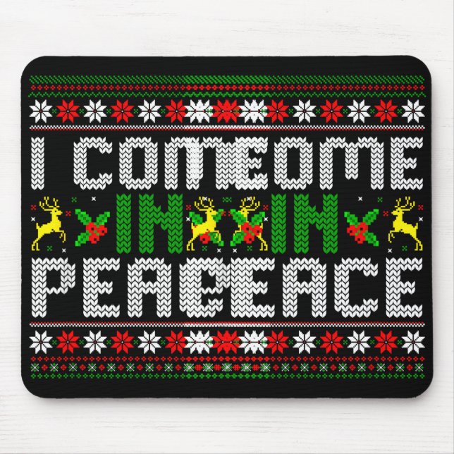 I Come In Peace Couple Matching Ugly Christmas Swe Mouse Mat (Front)