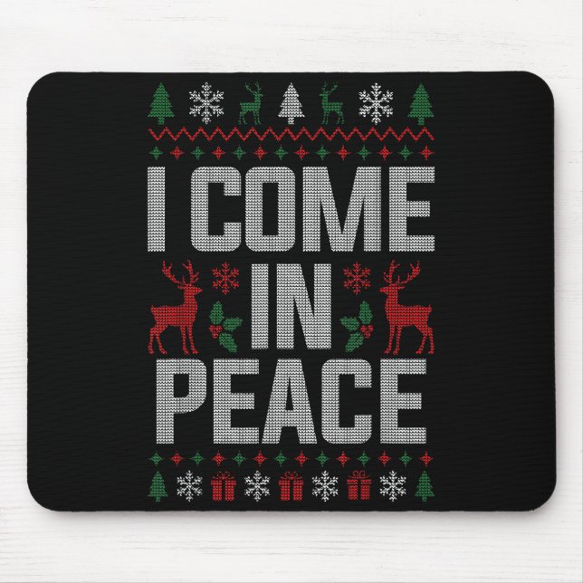 I Come In Peace Couple Matching Ugly Christmas Swe Mouse Mat (Front)