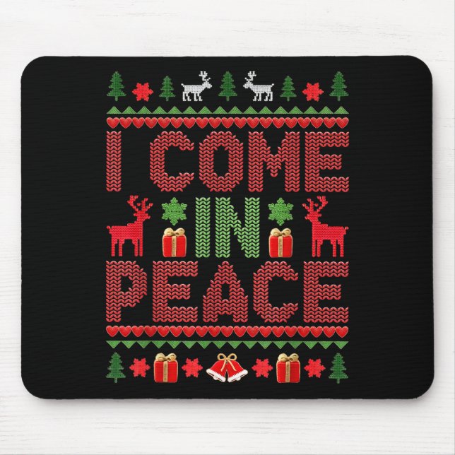 I Come In Peace Couple Matching Ugly Christmas Swe Mouse Mat (Front)