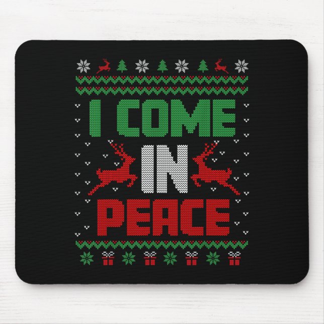 I Come In Peace Couple Matching Ugly Christmas Swe Mouse Mat (Front)