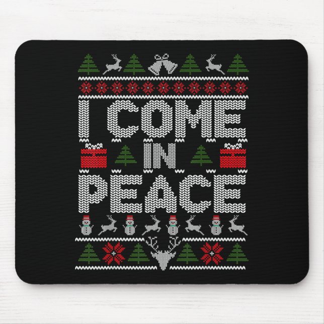 I Come In Peace Couple Matching Ugly Christmas Swe Mouse Mat (Front)