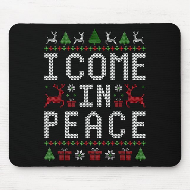 I Come In Peace Couple Matching Ugly Christmas Swe Mouse Mat (Front)