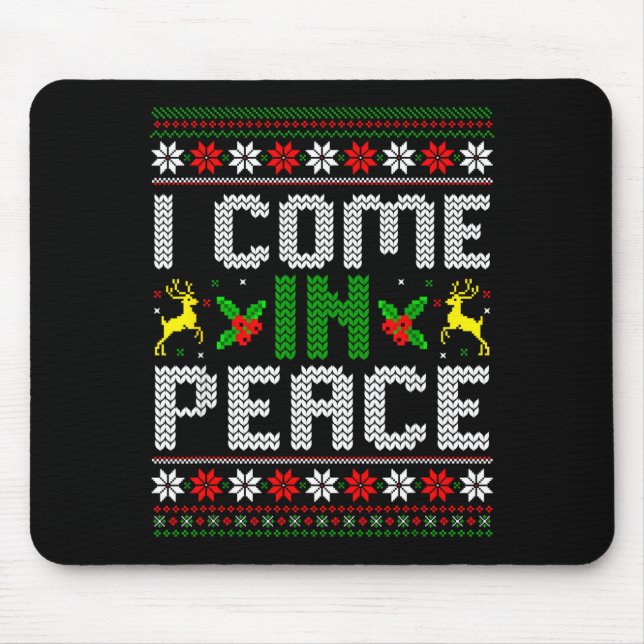 I Come In Peace Couple Matching Ugly Christmas Swe Mouse Mat (Front)