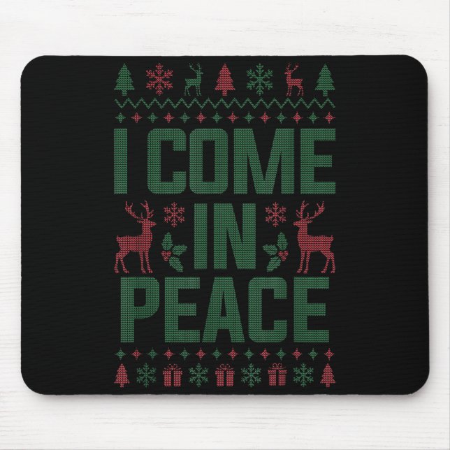 I Come In Peace Couple Matching Ugly Christmas Swe Mouse Mat (Front)