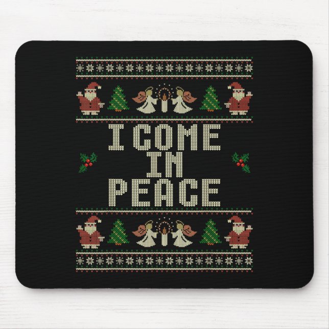 I Come In Peace Couple Matching Ugly Christmas Swe Mouse Mat (Front)