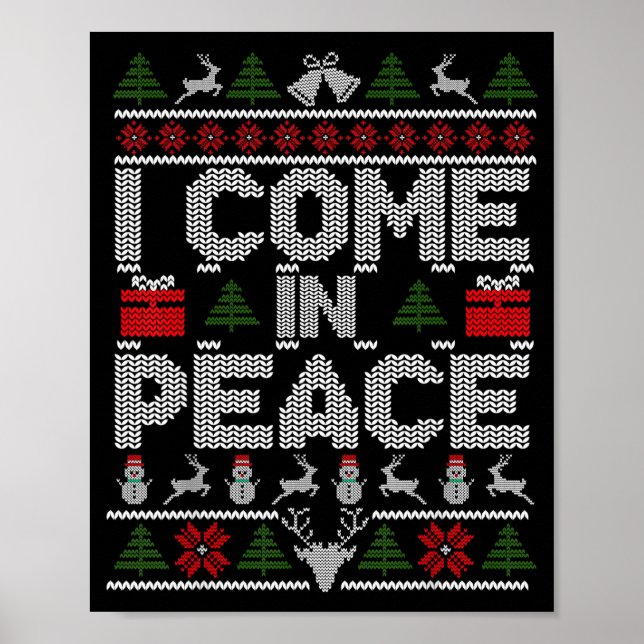I Come In Peace Couple Matching Ugly Christmas Swe Poster (Front)