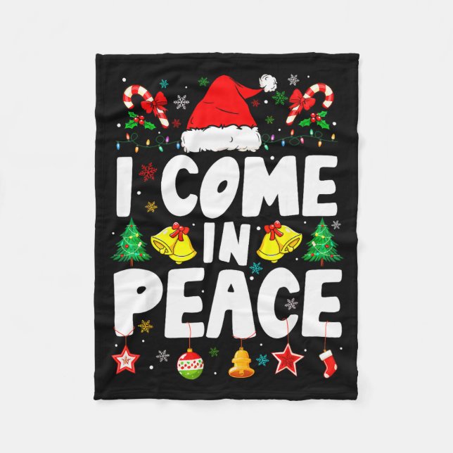 I Come In Peace Im Peace Funny Couple Matching Chr Fleece Blanket (Front)