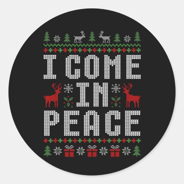 I Come In Peace I'm Peace Matching Couple Christma Classic Round Sticker (Front)