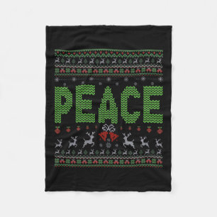 I Come In Peace I'm Peace Matching Ugly Christmas Fleece Blanket