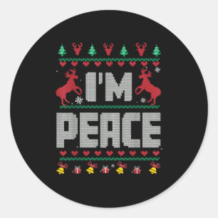 I Come In Peace - I'm Peace Xmas Matching Couples  Classic Round Sticker