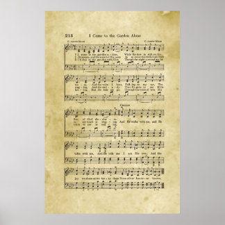 I Come To The Garden Alone Gospel Sheet Music Poster