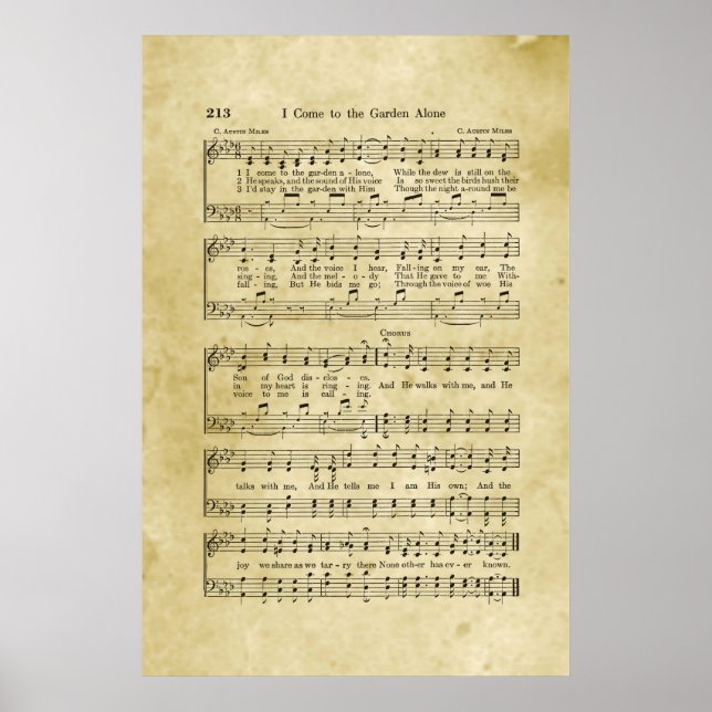 I Come To The Garden Alone Gospel Sheet Music Poster (Front)