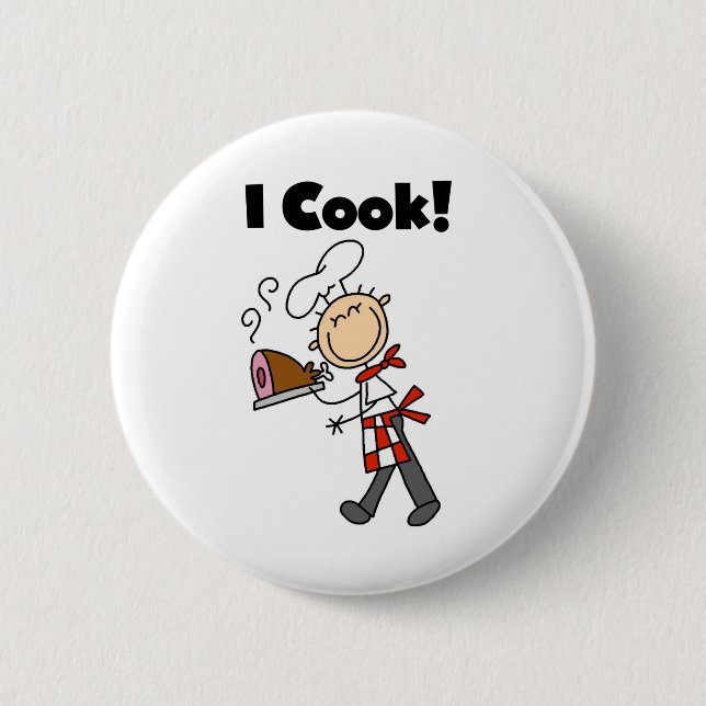 I Cook - Male Chef 6 Cm Round Badge (Front)