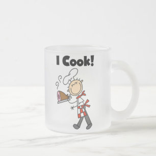 I Cook - Male Chef Frosted Glass Coffee Mug