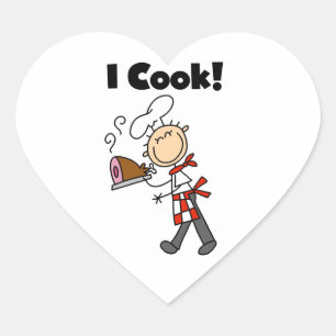 I Cook - Male Chef Heart Sticker