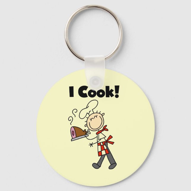 I Cook - Male Chef Key Ring (Front)