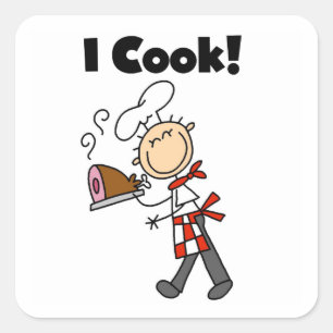 I Cook - Male Chef Square Sticker