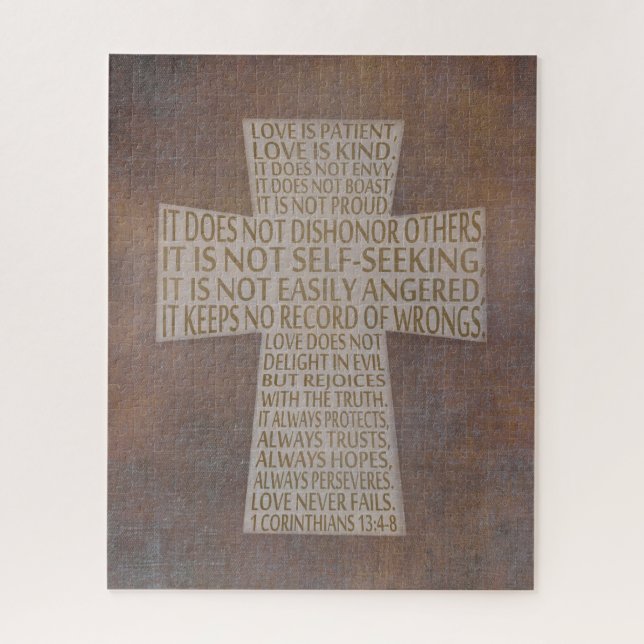 I Cor 13 Love Chapter Christian Bible Cross Jigsaw Puzzle (Vertical)