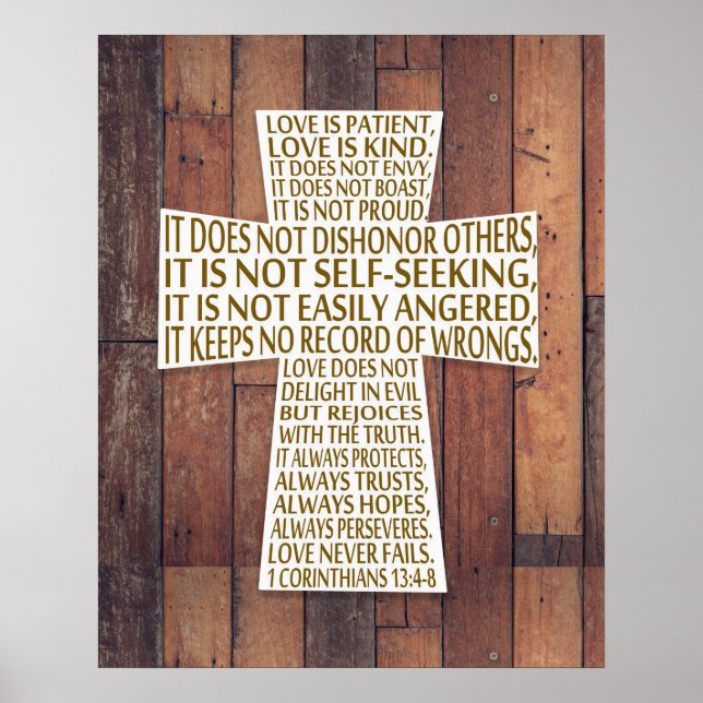 I Corinthians 13:4-8 Bible Verse Love is Patient Poster (Front)