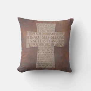I Corinthians 13 Love Chapter Cross Rustic Pillow