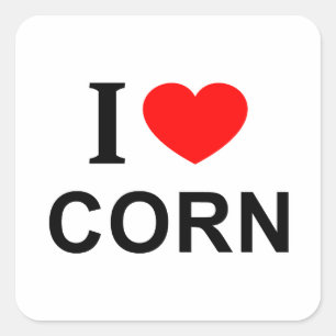 I ❤️ CORN I LOVE CORN I HEART CORN SQUARE STICKER