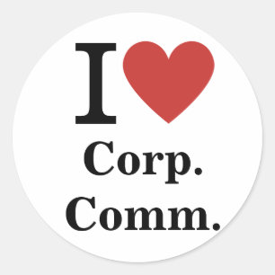 I ❤️ Corp. Comm. for employees CUSTOM Classic Round Sticker
