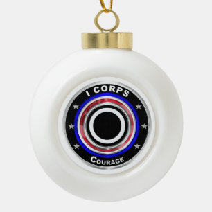 I Corps “America’s Corps” Keepsake Christmas Ceramic Ball Christmas Ornament