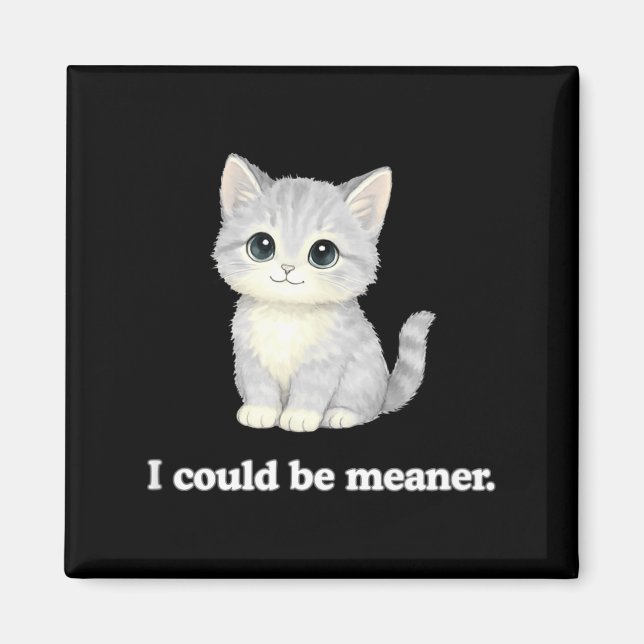 I could be meaner funny cute kitty cat  magnet (Front)