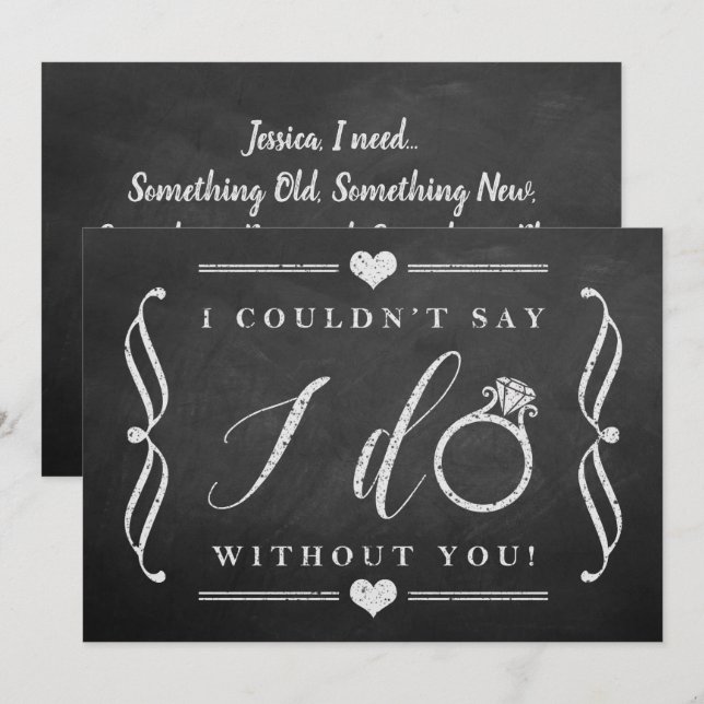 I Couldn't Say I Do Without You | Chalkboard Invitation (Front/Back)