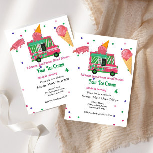 I Cream Four ice gream girl ice cream birthday Invitation