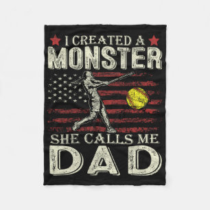 I Created A Monster She Calls Me Dad Softll Father Fleece Blanket