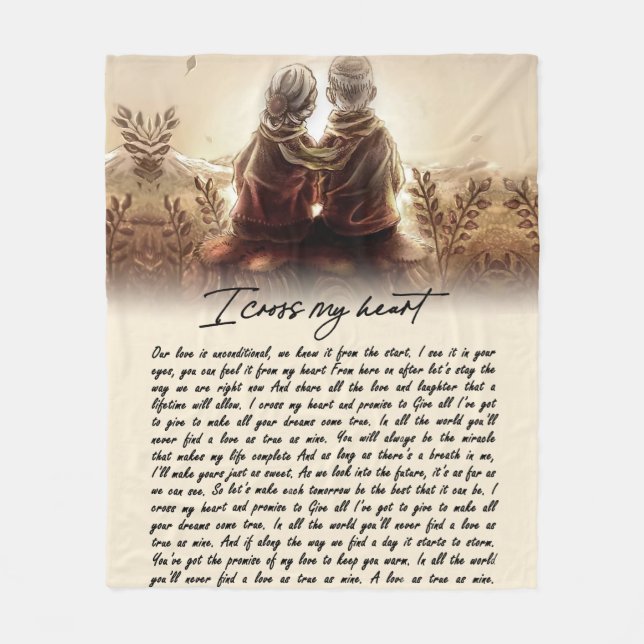 I Cross My Heart Couple Golden Anniversary Gift Fleece Blanket (Front)