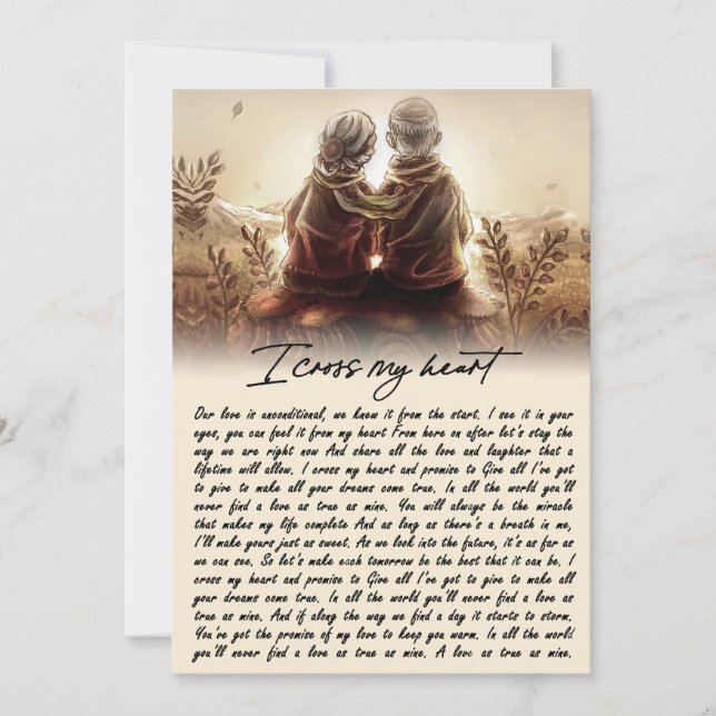 I Cross My Heart Couple Golden Anniversary Gift Holiday Card (Front)