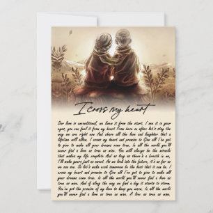 I Cross My Heart Couple Golden Anniversary Gift Holiday Card