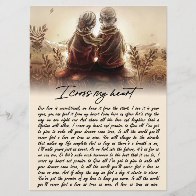 I Cross My Heart Couple Golden Anniversary Gift Menu (Front)