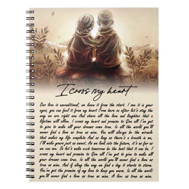 I Cross My Heart Couple Golden Anniversary Gift Notebook (Front)