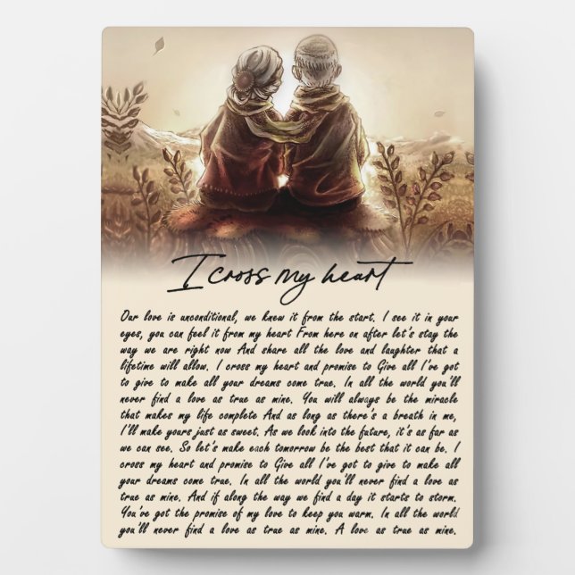 I Cross My Heart Couple Golden Anniversary Gift Plaque (Front)