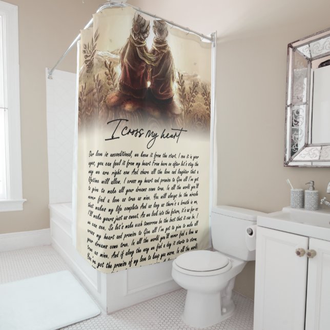 I Cross My Heart Couple Golden Anniversary Gift Shower Curtain (In Situ)